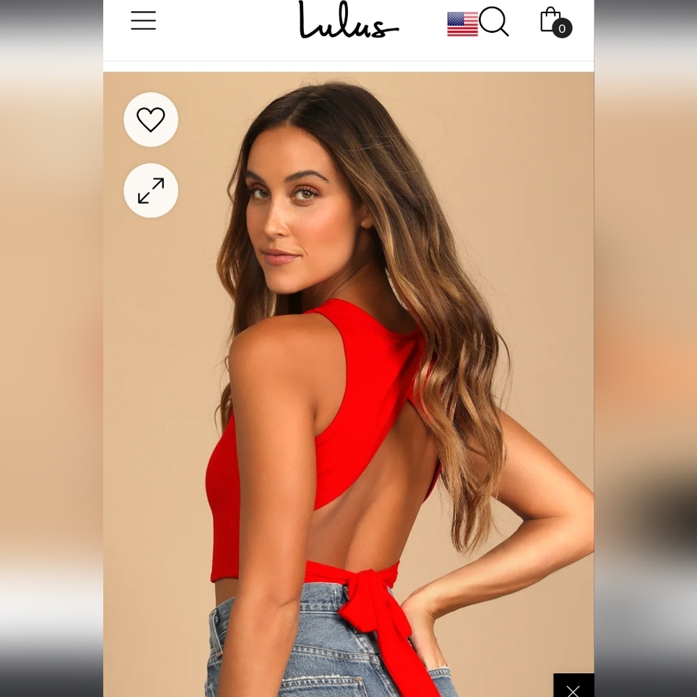 NWT Lulus red tie back top